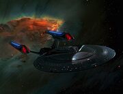 USS Enterprise-E in nebula