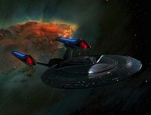 USS Enterprise-E in nebula