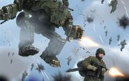 Americans making an advance on enemy line