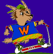 Art of Wiley on a scooter from the Cub Club website, 2005