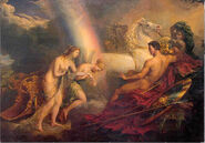 A painting depicting Aphrodite being saved by Iris.