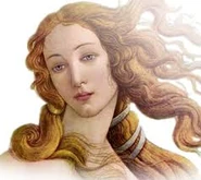 Aphrodite's face in the famous "Birth of Venus" painting.