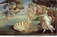 The Birth of Venus, by Sandro Botticelli. (Aphrodite is in the centre standing on the huge seashell).