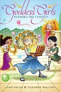 Aphrodite (in the distance) depicted on the front cover of Goddess Girls Pandora the Curious.