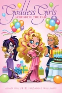 Aphrodite (centre) on the front cover of another Goddess Girls book.