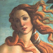 Closeup of Aphrodite in Sandro Botticelli's painting, "The Birth of Venus".