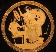 Hephaistos giving Thetis armor for Akhilles