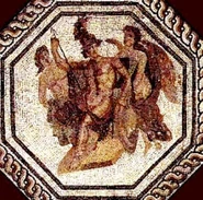 Phobos-deimos.jpg (32 KB) Ares-Mars represents Tuesday in a mosaic depicting the seven days of the week. He sits on a throne, armed with shield, helm and spear, and is attended by his son Phobos (Fear), and the winged goddess Nike (Victory).