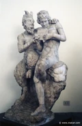 Pan teaching his eromenos, the shepherd Daphnis, to play the pipes, 2nd century AD Roman copy of Greek original c. 100 BC, found in Pompeii