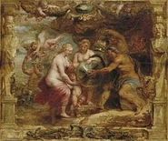 Vulcan (Roman counterpart of Hephaestus) presenting the arms of Achilles to Thetis. By Peter Paul Rubens.