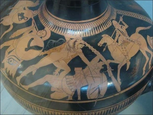 Red-Figure Hydra circa 480-460 BCE.showing Herakles fighting with the Amazons