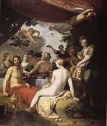 The feast of the gods at the wedding of Peleus and Thetis