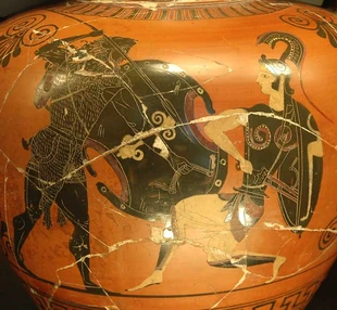 Herakles fighting Amazons in order to get Hippolyta's Magical Girdle