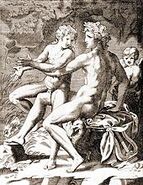 Apollo and Hyacinthus, 16th-century Italian engraving by Jacopo Caraglio