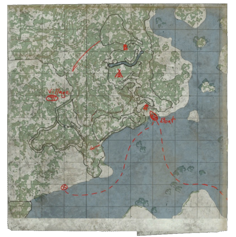 Hand Drawn Map Route Official Green Hell Wiki Hand Drawn Map Route Official Green Hell Wiki