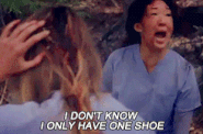 Cristina looking for her shoe