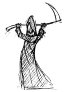 Concept art of Manny in his reaper outfit by Peter Tsaykel