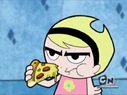 Mandy with pizza