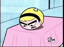 Mandy's head on a pink sheet-covered table.