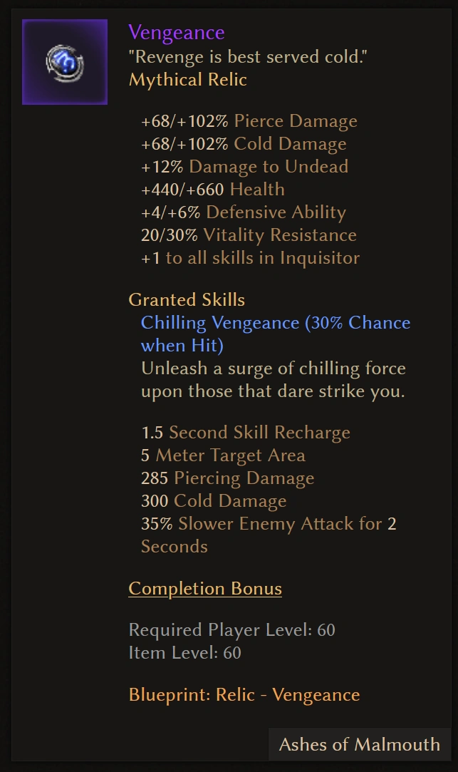 Vengeance (relic) Official Grim Dawn Wiki