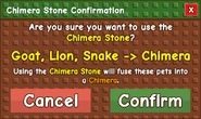 The confirmation dialogue box which appears when the player interacts with the Chimera Stone when all requirements are met.