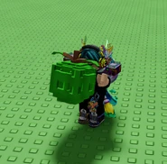 A player holding a Green Evo Apple IV.