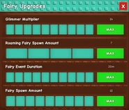 Fairy Upgrades UI Maxed out