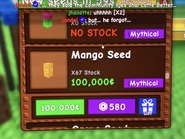 Admin Abuser/s restocking Mango seeds 67 times, a reference to the 67 and the Mango Mustard meme.