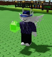 A player holding the Pet Mutation Shard Crocodile.