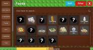 The Food section of the Garden Guide's UI.