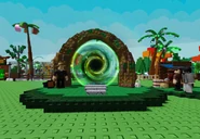 The portal to the island with Portal Pete.