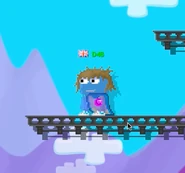 A player being frozen with a Snowball