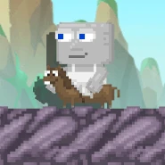 A player equipping a Tiny Horsie