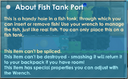The description of a fish tank port in the game.