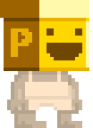 A player wearing the Golden Party-In-A-Box Head.