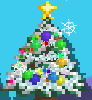 A fully decorated Giving Tree