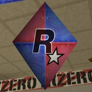 A kite featuring the Rockstar Logo.