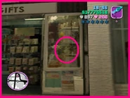 The crocodile ornament circled.