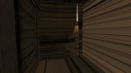 The boarded part of the house seen from the inside