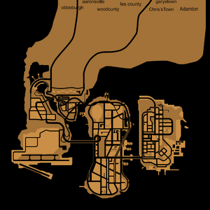 Полная карта города в GTA III.