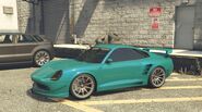 Um Comet de um NPC modificado spawnando na Los Santos Customs no GTA V.