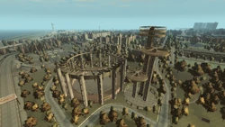 Вид сверху на башни павильона