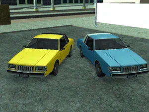 Жёлтый и голубой Majestic, которые появляются в миссии «High Stakes, Low Rider»