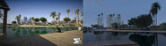 Porównanie Parku Mirror w wersji beta (po lewej) i z finalnej wersji gry (po prawej)
