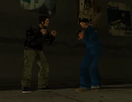 Клод дерётся с представителем Триад