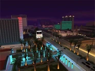 Vue aérienne de plusieurs casinos sur The Strip.