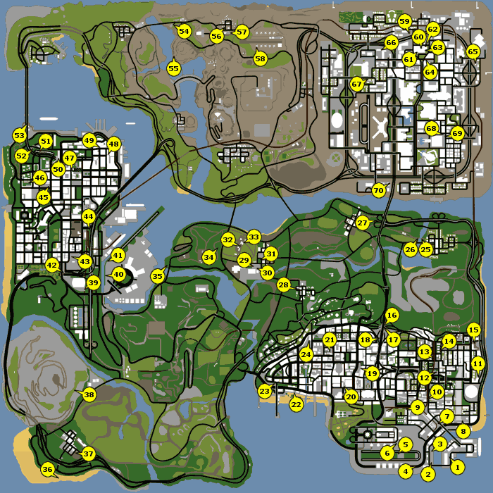 Mapa dos pacotes escondidos em GTA 5