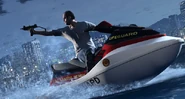 Trevor Philips sur un jetski de sauveteur avec un Mini Uzi.