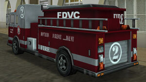 Un camion de pompiers dans GTA Vice City (vue arrière)