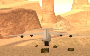 Andromada-GTASA-TakeOff.jpg (54 КБ) Andromada сбрасывает бочки при взлёте